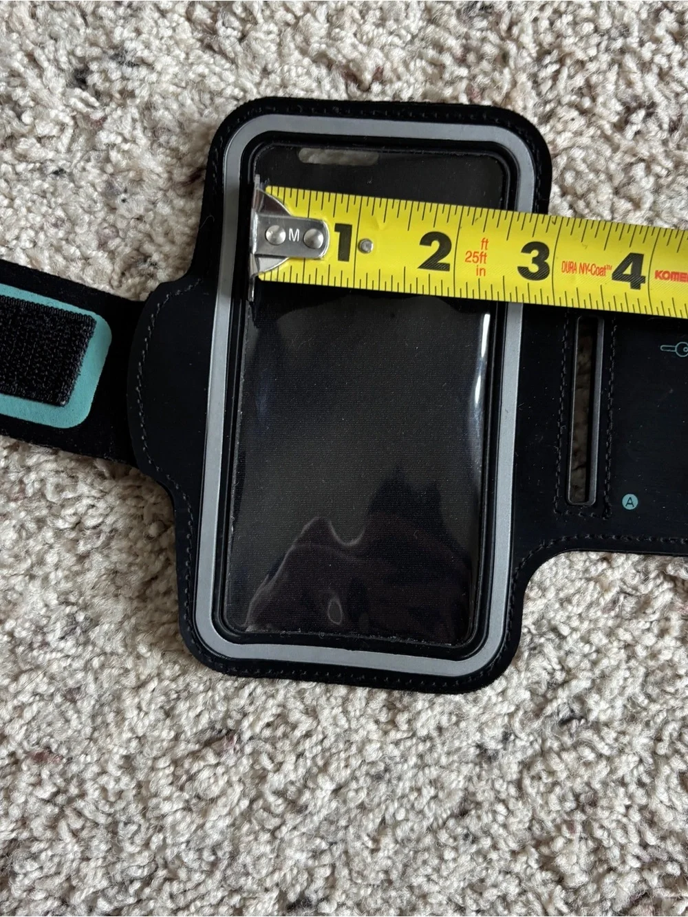 Black Sports Armband Phone, key and card Holder with Teal Accent